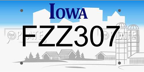 FZZ307 Iowa License Plate