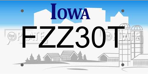 FZZ30T Iowa License Plate