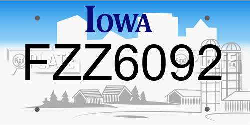 FZZ6092 Iowa License Plate