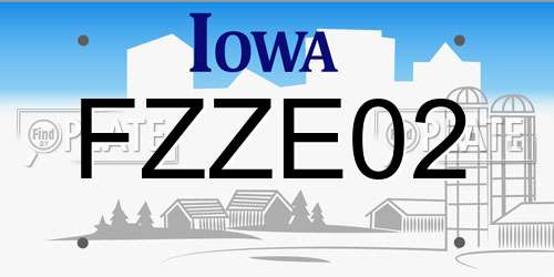 FZZE02 Iowa License Plate