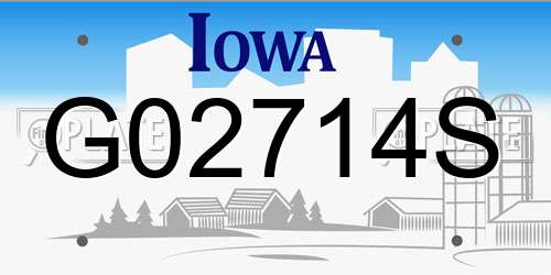 G02714S Iowa License Plate