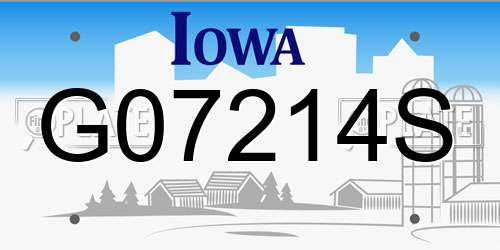 G07214S Iowa License Plate