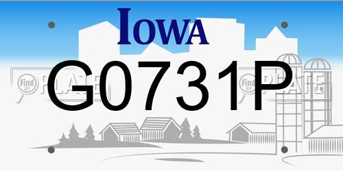 G0731P Iowa License Plate