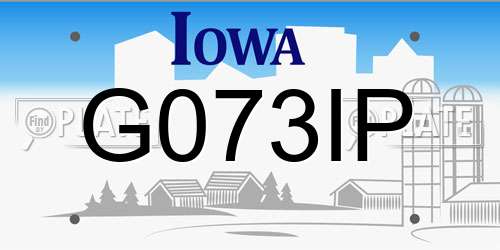 G073IP Iowa License Plate