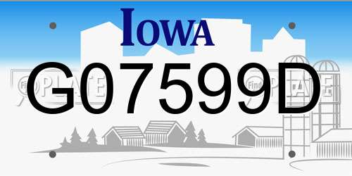 G07599D Iowa License Plate