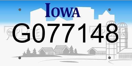 G077148 Iowa License Plate