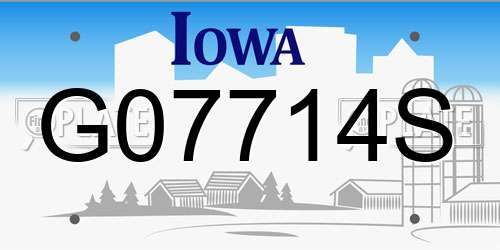 G07714S Iowa License Plate