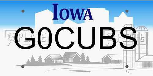 G0CUBS Iowa License Plate