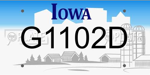 G1102D Iowa License Plate