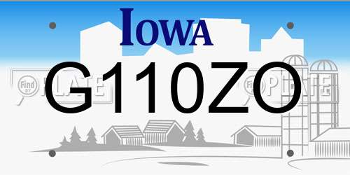G110ZO Iowa License Plate