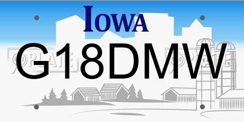 G18DMW Iowa License Plate
