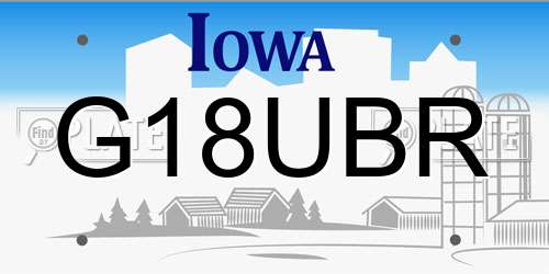 G18UBR Iowa License Plate