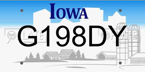 G198DY Iowa License Plate