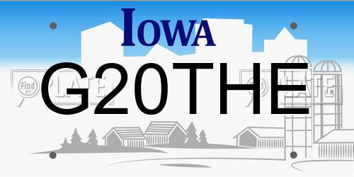 G20THE Iowa License Plate