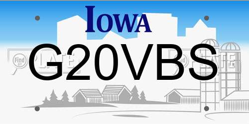 G20VBS Iowa License Plate