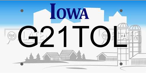 G21TOL Iowa License Plate