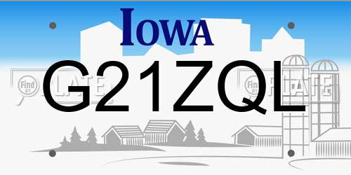 G21ZQL Iowa License Plate