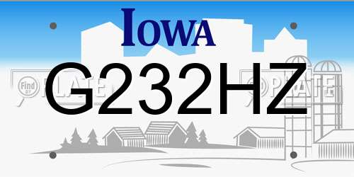 G232HZ Iowa License Plate