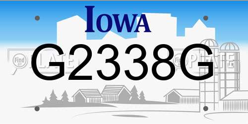 G2338G Iowa License Plate