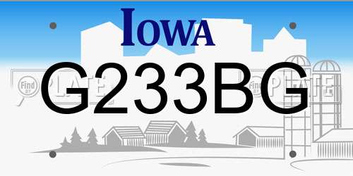 G233BG Iowa License Plate