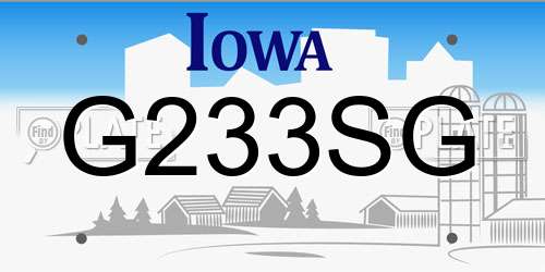 G233SG Iowa License Plate