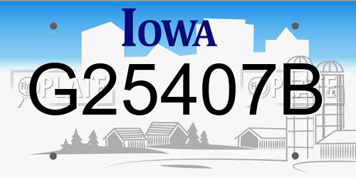 G25407B Iowa License Plate