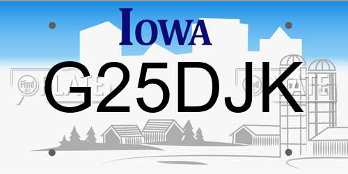 G25DJK Iowa License Plate