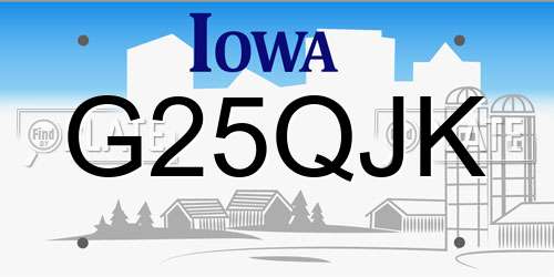 G25QJK Iowa License Plate