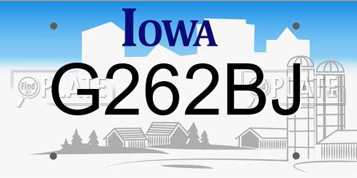 G262BJ Iowa License Plate