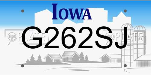 G262SJ Iowa License Plate