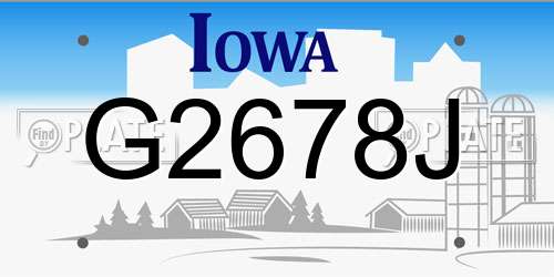 G2678J Iowa License Plate