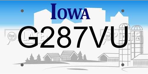 G287VU Iowa License Plate