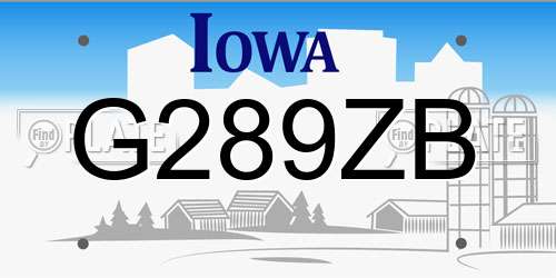 G289ZB Iowa License Plate