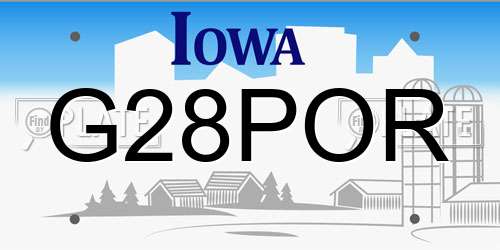 G28POR Iowa License Plate