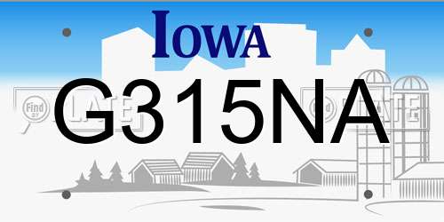 G315NA Iowa License Plate