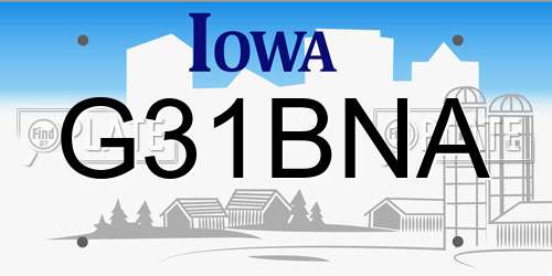 G31BNA Iowa License Plate