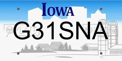 G31SNA Iowa License Plate