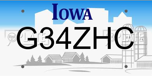 G34ZHC Iowa License Plate