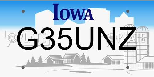 G35UNZ Iowa License Plate
