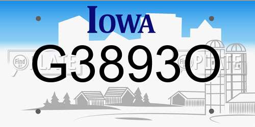G3893O Iowa License Plate
