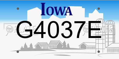 G4037E Iowa License Plate