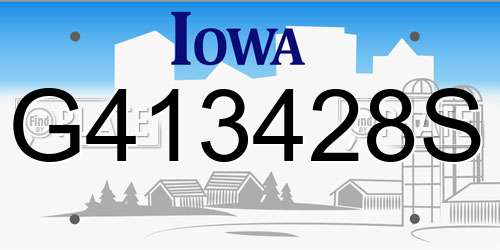 G413428S Iowa License Plate