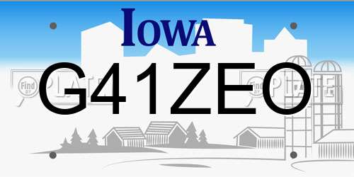 G41ZEO Iowa License Plate