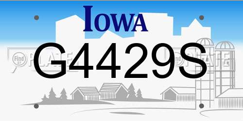 G4429S Iowa License Plate