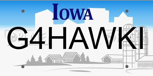 G4HAWKI Iowa License Plate