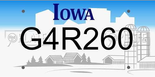 G4R260 Iowa License Plate