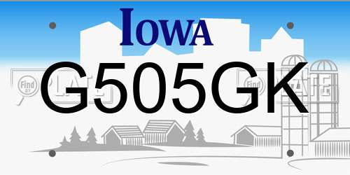 G505GK Iowa License Plate
