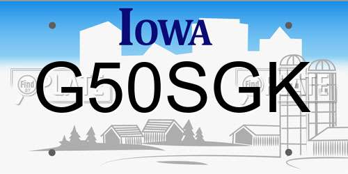 G50SGK Iowa License Plate