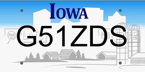 G51ZDS Iowa License Plate