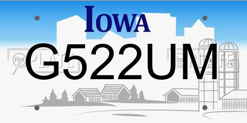 G522UM Iowa License Plate